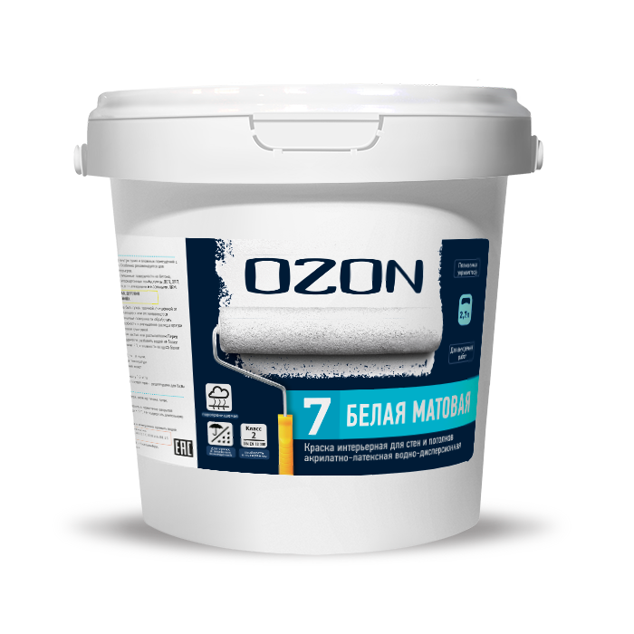 Краска интерьерная акрилатно-латексная матовая OZON-7 ВД-АК-233АМ-1,3 А (белая)  морозостойкая